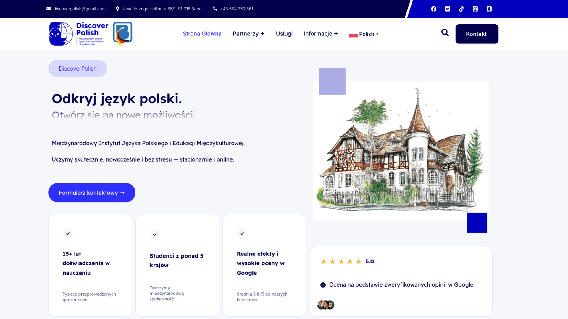 Nowy projekt strony głównej Discover Polish