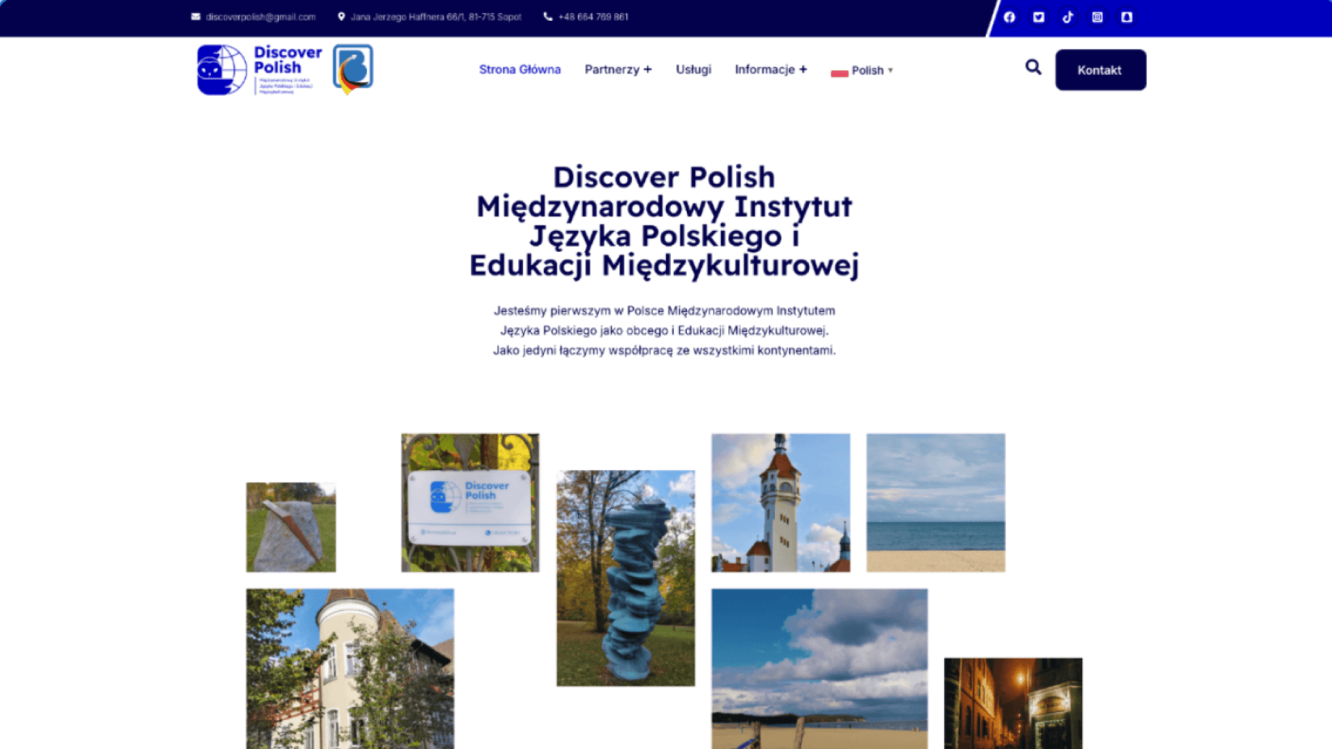 Poprzednia wersja strony głównej Discover Polish